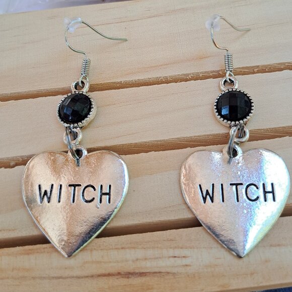 Halloween Witch Engraved Earrings Brand New - Picture 1 of 1